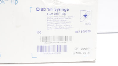 BD 309628 1ml Luer Lok Tip Syringe - Box of 100 (x)